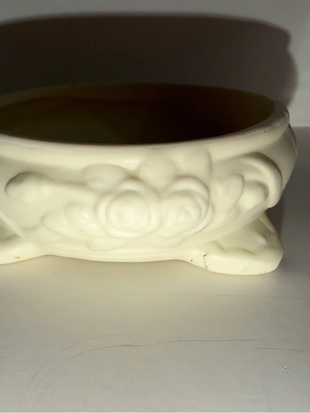 Vintage White Bisque Porcelain Footed Trinket Box